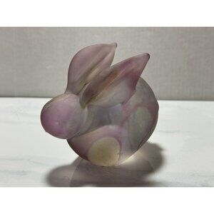 Vintage Handpainted Rueven Glass Sitting Rabbit Bunny Nouveau Art Glass Co USA
